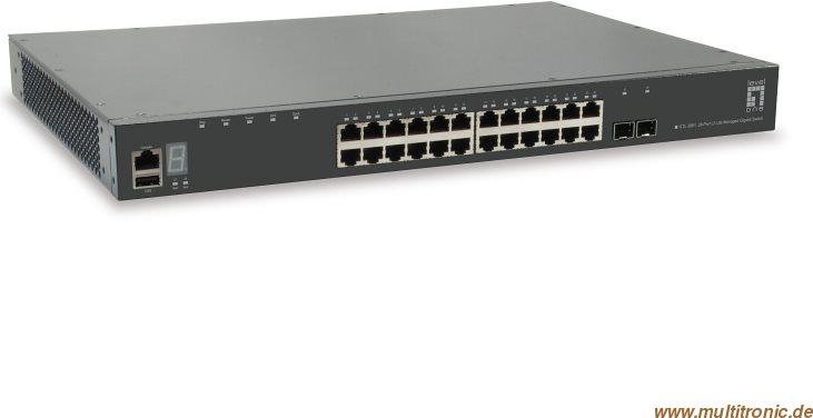 28-Port Stackable L3 Lite Managed Ge Switch, 2x 10g Sfp+, 1x 10g Module Slot Hersteller: Levelone (gtL-2881)