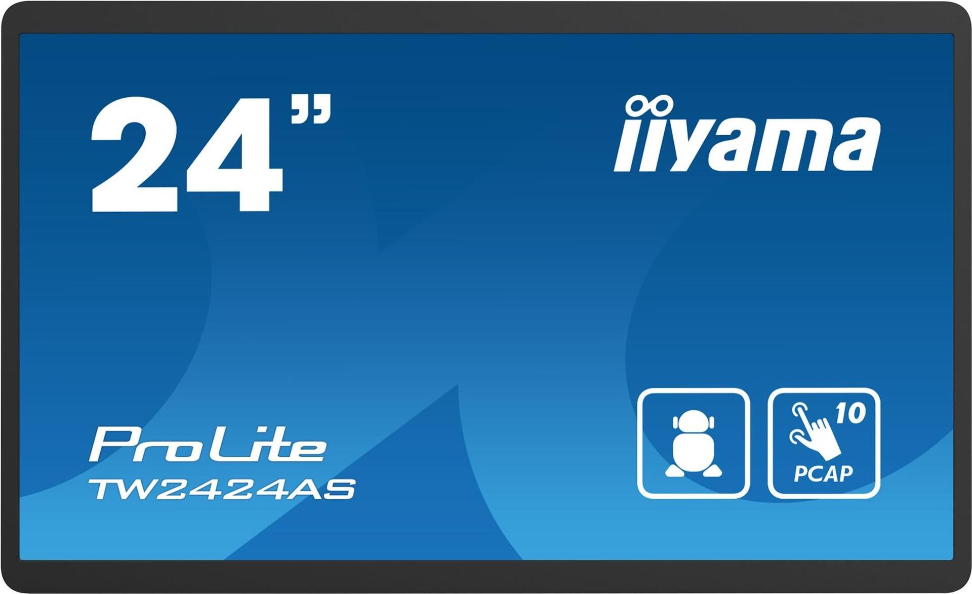 Iiyama Prolite Tw2424aS-B1, Projected Capacitive, 10 Tp, Full Hd, Usb, UsB-C, Ethernet, Android, Schwarz Touchmonitor (seitenverhältnis: 16:9), Bilds