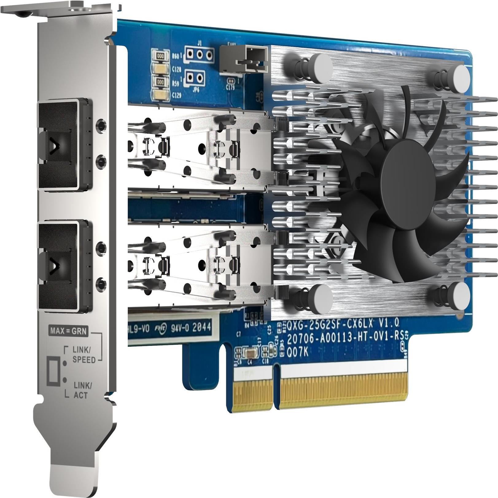 Qnap QxG-25g2sF-Cx6 - Netzwerkadapter - Pcie 4.0 X8 LoW-Profile - 25 Gigabit Sfp28 X 2 - Für Qnap TS-H2490fu