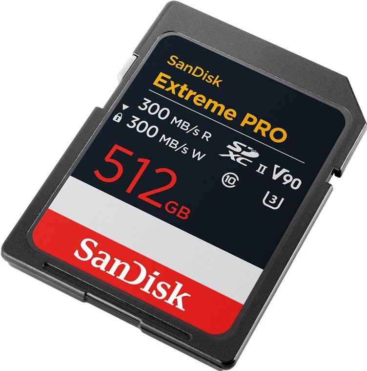 Sandisk Extreme Pro - FlasH-Speicherkarte - 512 Gb - Video Class V90 / UhS-Ii U3 / Class10 - Sdxc UhS-ii