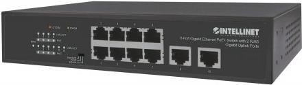 Intellinet 8-Port Gigabit Ethernet Poe+ Switch Mit 2 Rj45 Gigabit UplinK-Ports Ieee 802.3at/af Power Over Ethernet (poe+/poe)-Konform, 120 W, Endspan