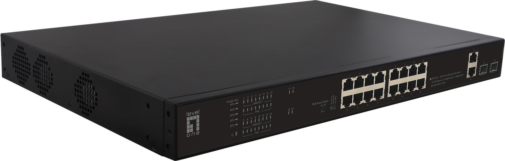 Levelone FgP-2031 NetzwerK-Switch Unmanaged Fast Ethernet (10/100) Power Over Ethernet (poe) 1u Schwarz (fgP-2031)