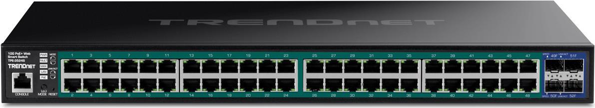 Trendnet TpE-3524s - Switch - 52 Ports, Web - L2+ - Smart - 48 X 10/100/1000 (poe+) + 4 X 10 Gigabit Sfp+ - Desktop, An Rack Montierbar - Poe+ (410 W