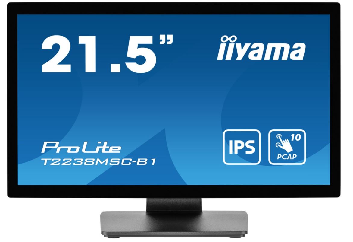 Iiyama Prolite T2238msC-B1, 54,6cm (21,5''), Projected Capacitive, Full Hd, Usb, Kit (usb), Schwarz Touchmonitor (16:9), 54,6 Cm (21,5''), Projected