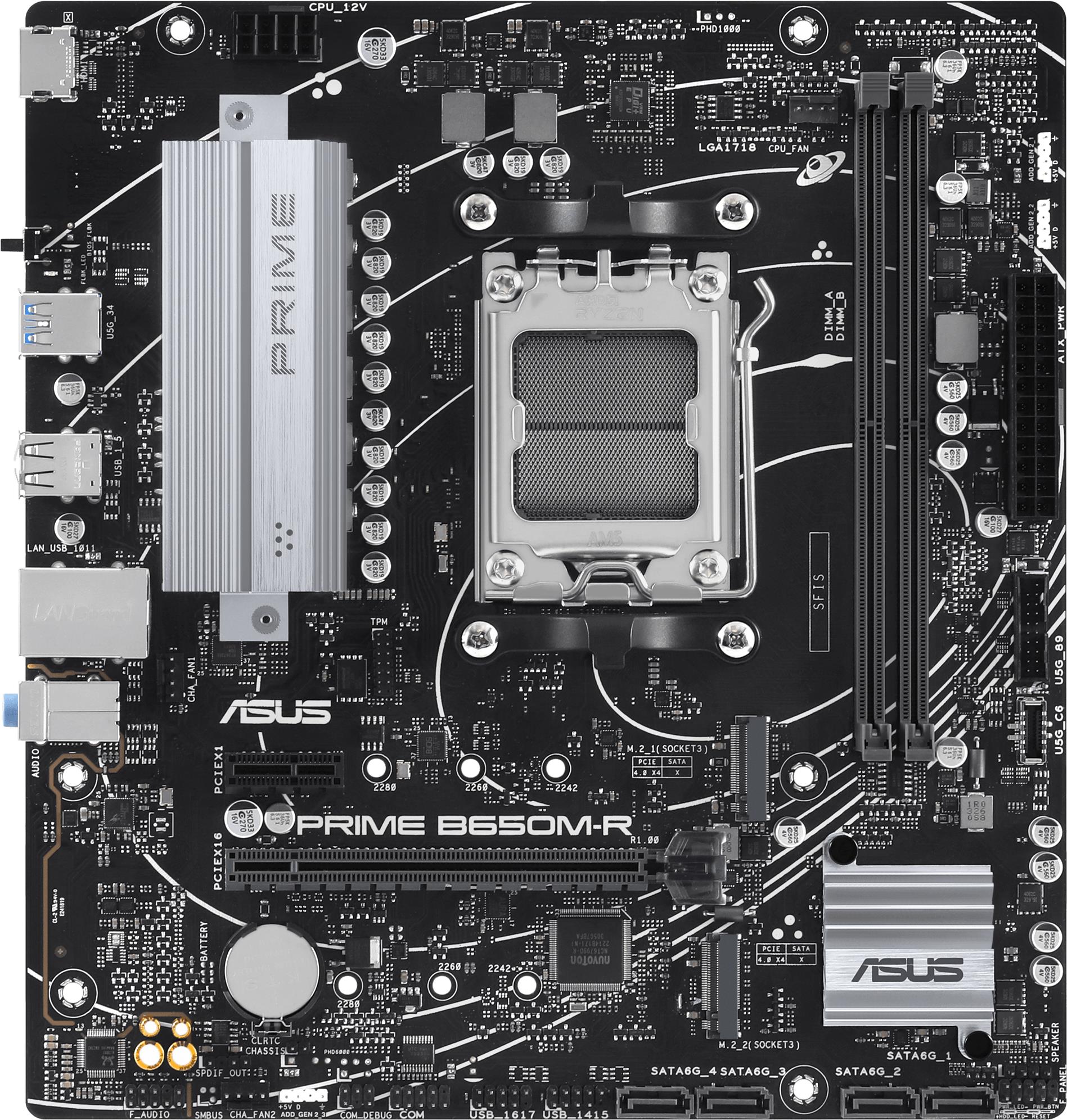 Asus Prime B650M-R - Motherboard - Micro Atx - Socket Am5 - Amd B650 Chipsatz - Usb 3,2 Gen 1, UsB-C 3,2 Gen 1 - 2,5 Gigabit Lan - OnboarD-Grafik (cp