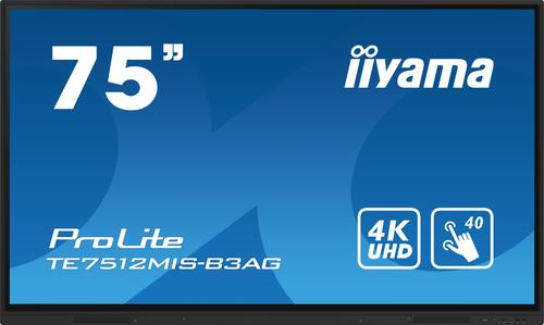 Iiyama 75" Iiware10 , Android 11, 40-Points Puretouch Ir With Zero Bonding, 3840x2160, Uhd Ips Panel, Metal Housing, FaN-Less, Speakers 2x 16w Front,