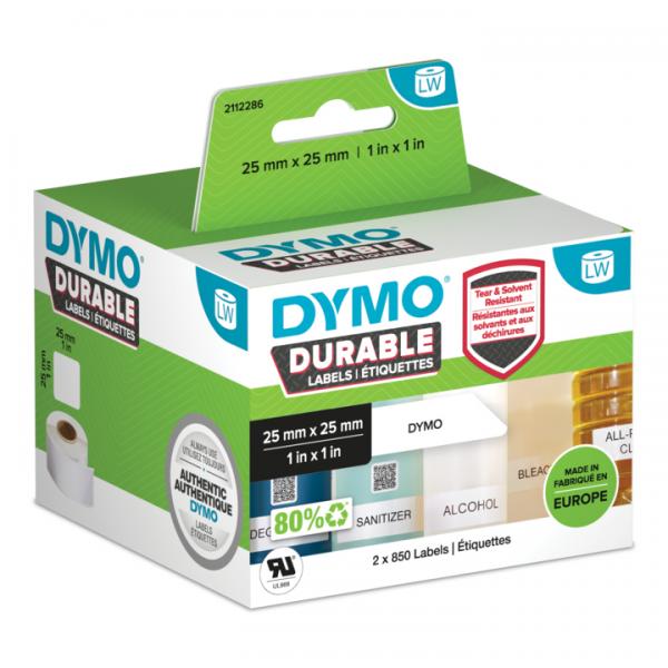 Dymo Durable Bianco Etichetta Per Stampante Autoadesiva (lw Adress Label White 25x25mm 2 - Rolls A 850 Labels)