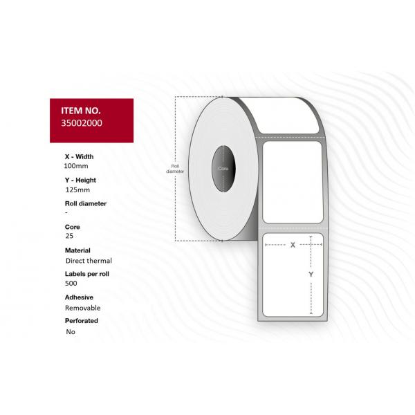 Capture 35002000 Etichetta Per Stampante Verde (label 100 X 125 - Core 25. - Green. Uncoated. Dt. - Removable. 500 Labels Per Roll. 10 Rolls Per Box
