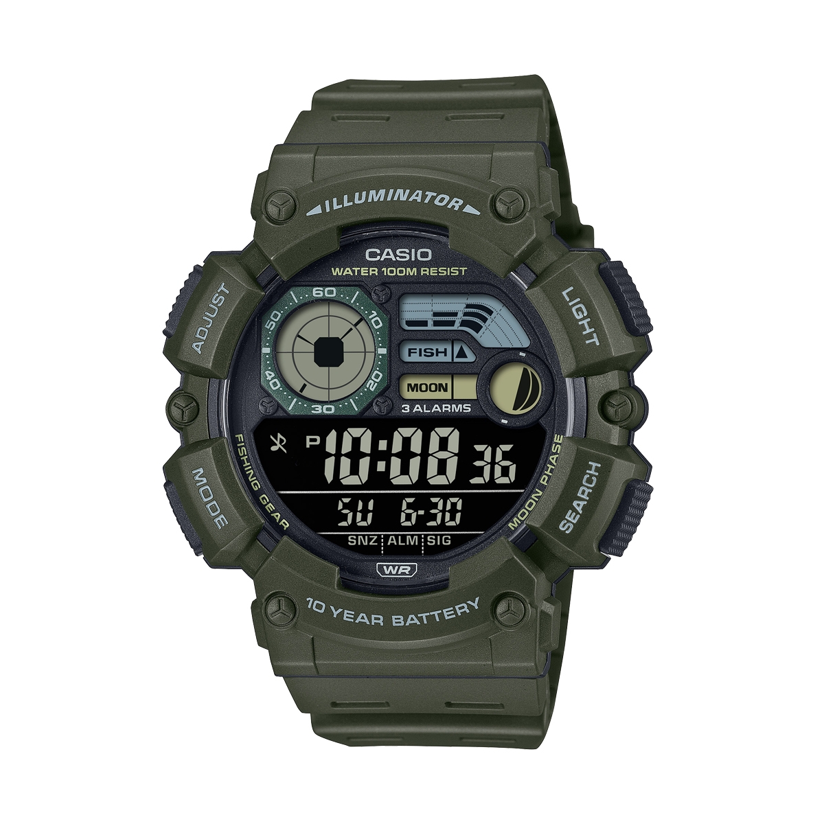 Casio Sport Mod. Illuminator 10 Years Battery - Army Green