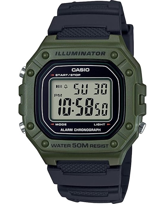 Casio Timeless Collection Mod. Sport Illuminator Wr 50m. Alarm. Chronograph - Army Green