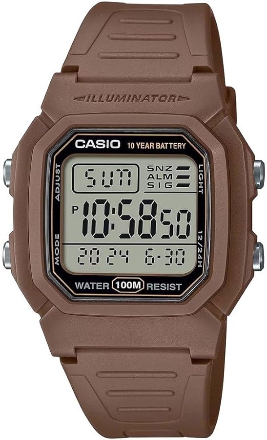 Casio Timeless Collection Mod. Diver - Double Time. Alarm. Chronograph - 10 Year Battery - Brown