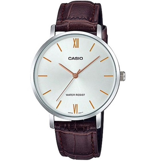 Casio Collection Mod. Minimal. Leather - Silver