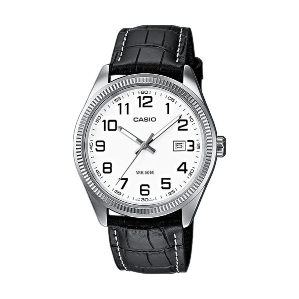Casio Collection Mod. Date.  Leather - White. Numbers