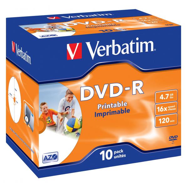 Verbatim 10 X DvD-R - 4,7 Gb 16x - Ampia Area Stampabile Per Foto - Custodia (scatola)