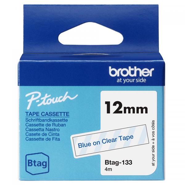 Brother BtaG-133 - Blu Su Trasparente - Rotolo (1,2 Cm X 4 m)