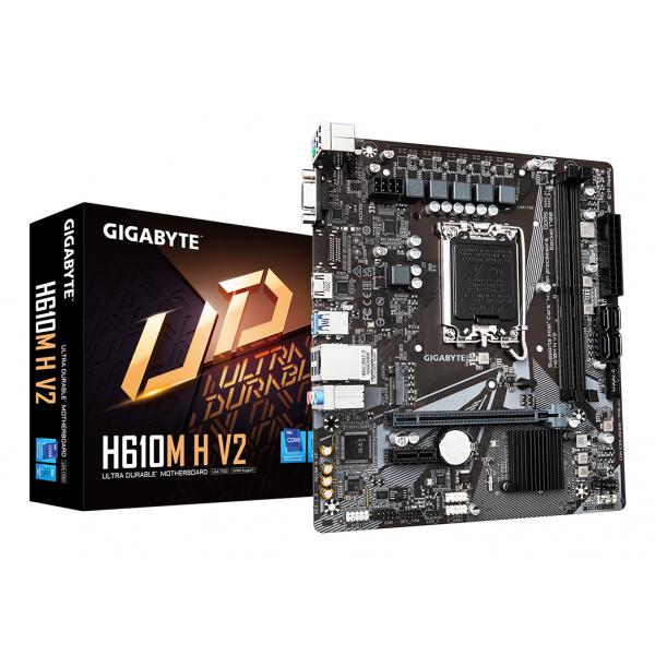 Gigabyte H610m H V2 Scheda Madre - Supporta Processori Intel Core 14th Cpus, 4+1+1 Hybrid Digital Vrm, Up To 5600mhz Ddr5, 1xpcie 3.0 M.2, Gbe Lan, U