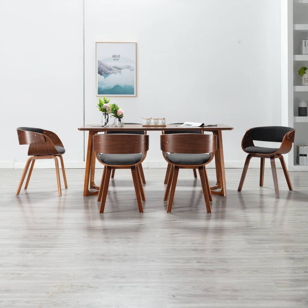 Sedie Da Pranzo 6 Pz Legno Curvato E Tessuto Grigio