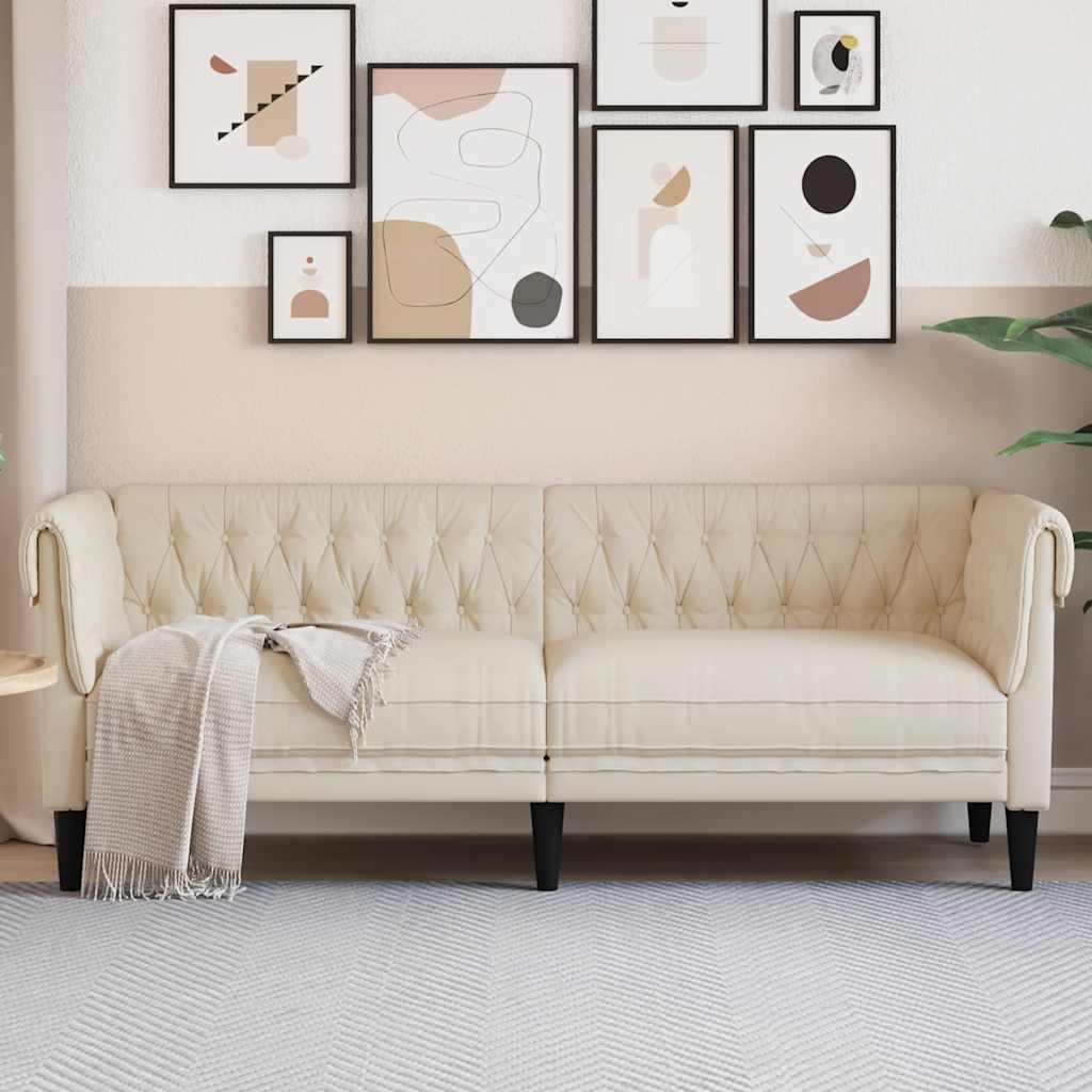 Divano Chesterfield A 3 Posti In Lino