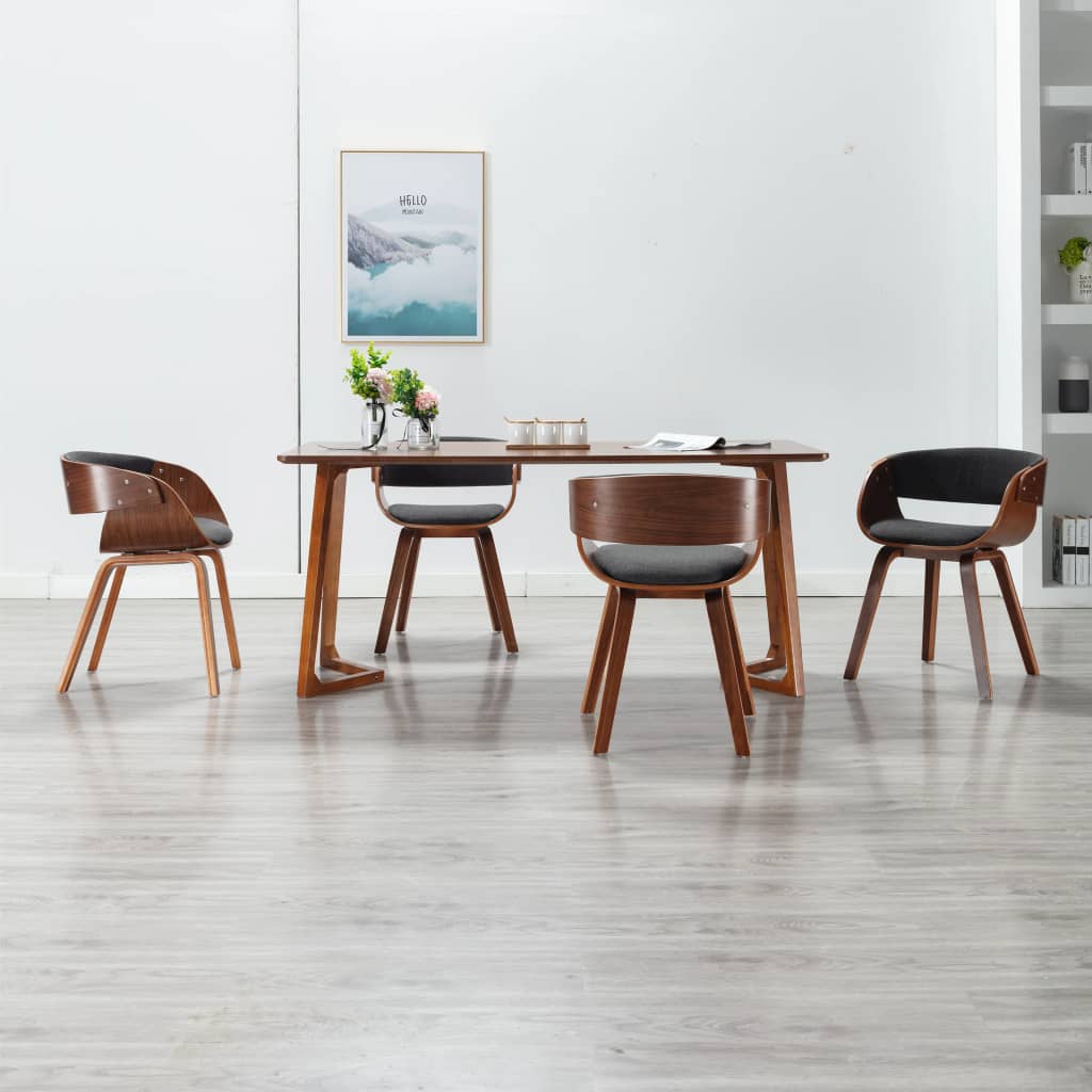 Sedie Da Pranzo 4 Pz Grigie In Legno Piegato E Tessuto