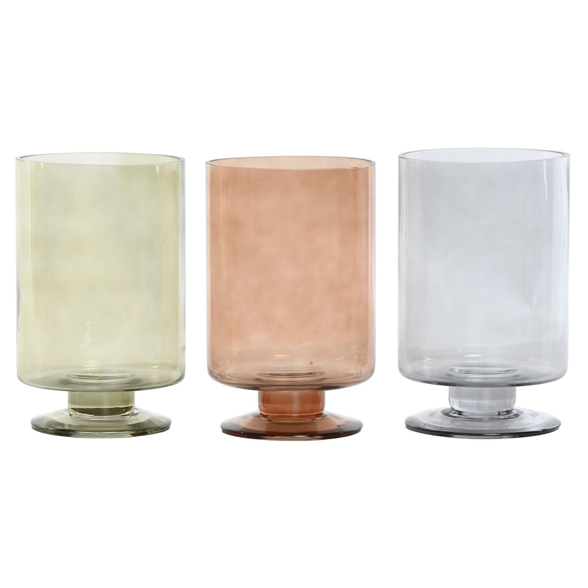 Vaso Home ESPRIT Azzurro Verde Ambra Cristallo Moderno 12,5 x 12,5 x 20 cm (3 Unità)