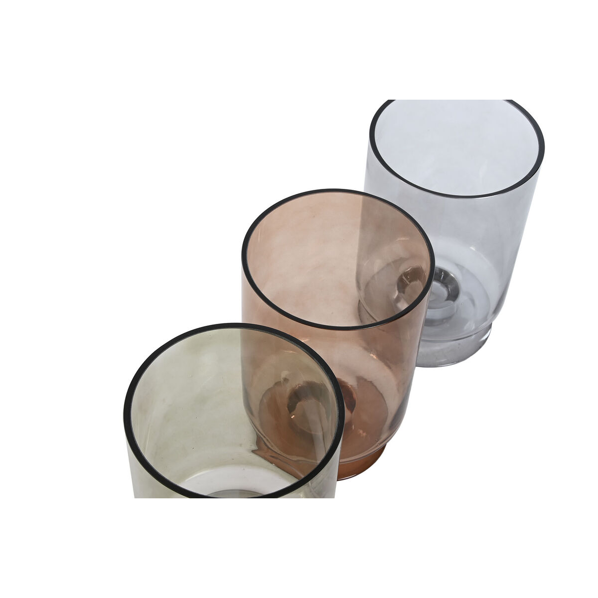 Vaso Home ESPRIT Azzurro Verde Ambra Cristallo Moderno 12,5 x 12,5 x 20 cm (3 Unità) - Image 3