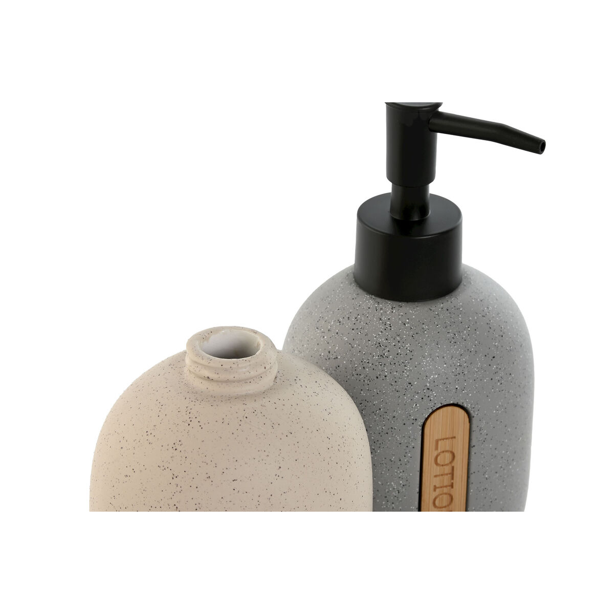Dispenser di Sapone Home ESPRIT Nero Grigio Crema ABS Dolomite (2 Unità) - Image 3