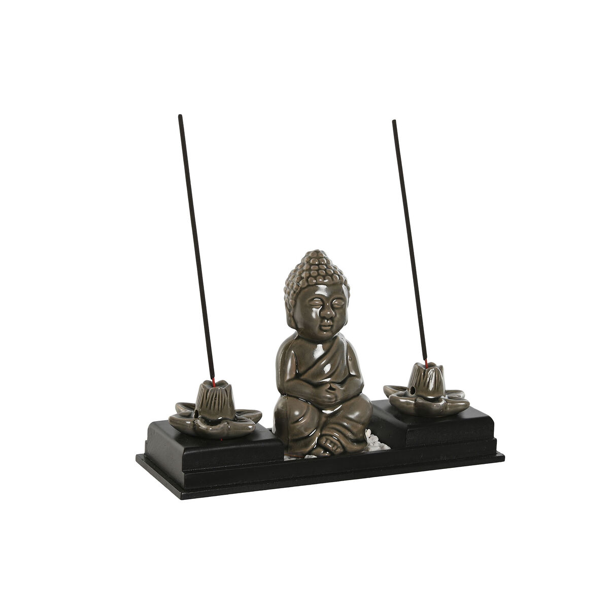 Bruciatore di essenze Home ESPRIT Ceramica Legno MDF Buddha 24 x 8 x 14 cm (2 Unità) - Image 3