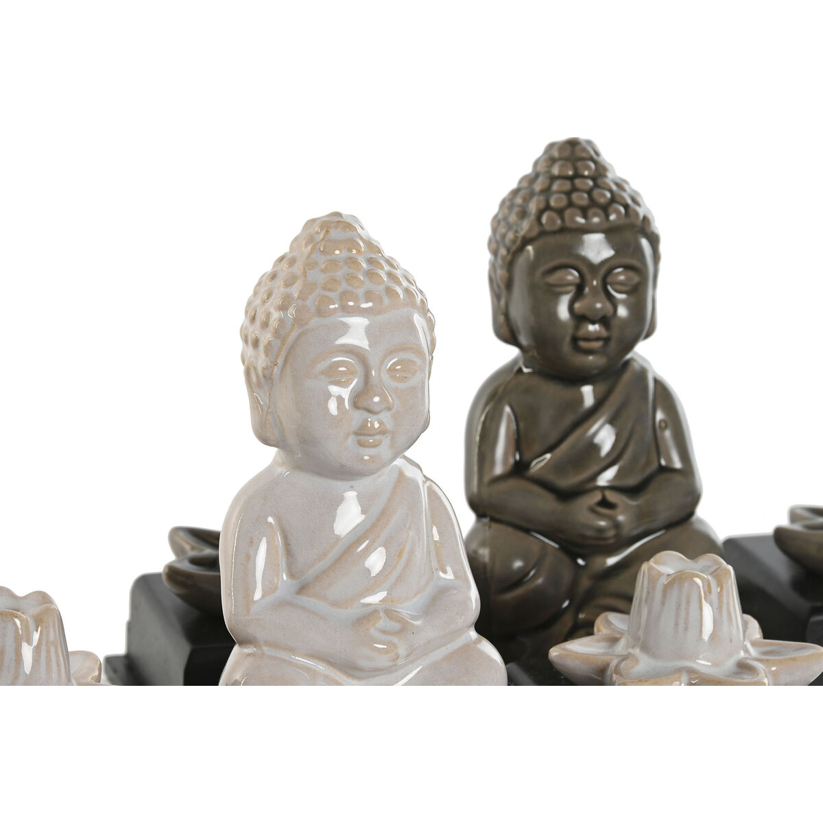 Bruciatore di essenze Home ESPRIT Ceramica Legno MDF Buddha 24 x 8 x 14 cm (2 Unità) - Image 4
