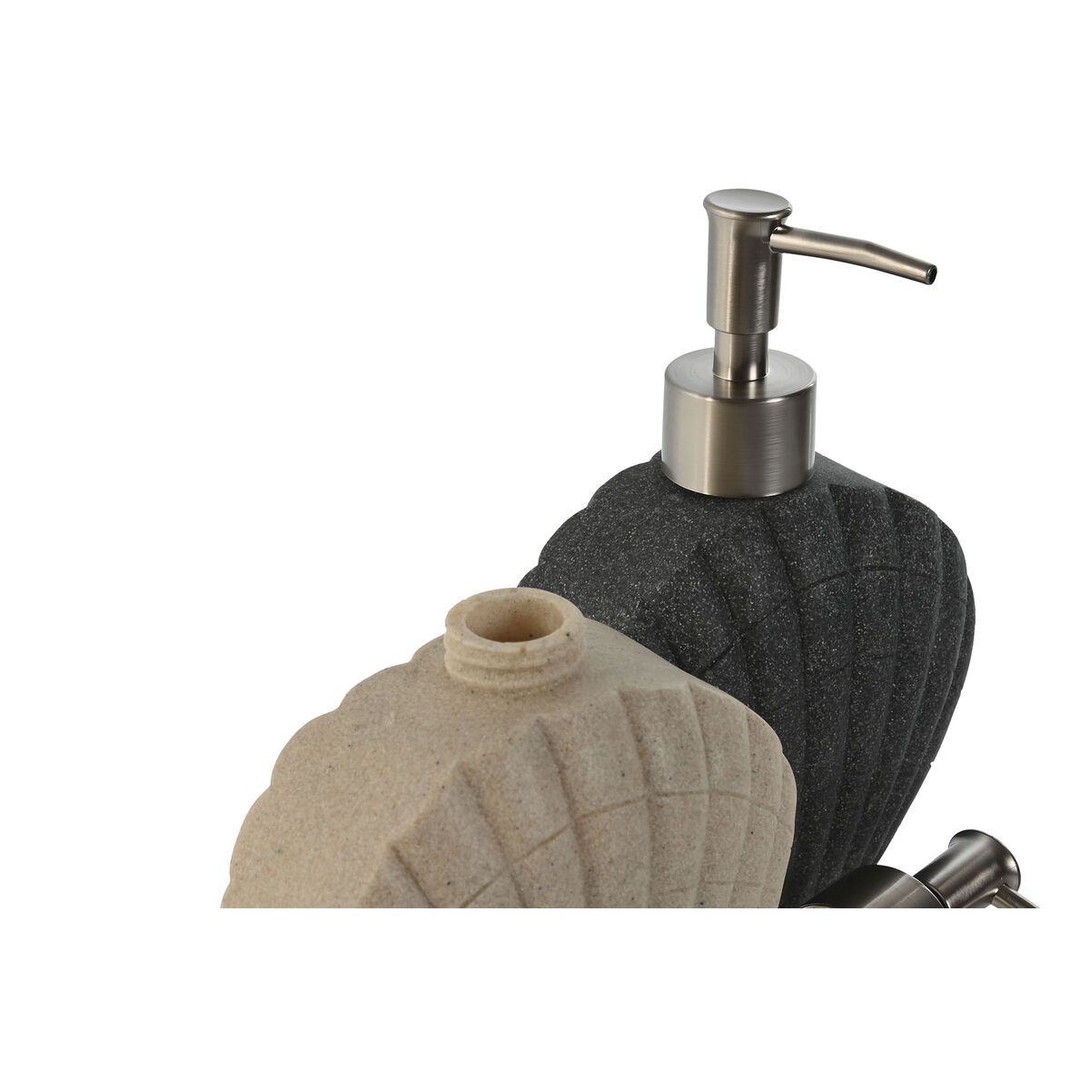 Dispenser di Sapone Home ESPRIT Grigio Crema Resina Polietilene 12 X 6 X 16,5 cm (2 Unità) - Image 3