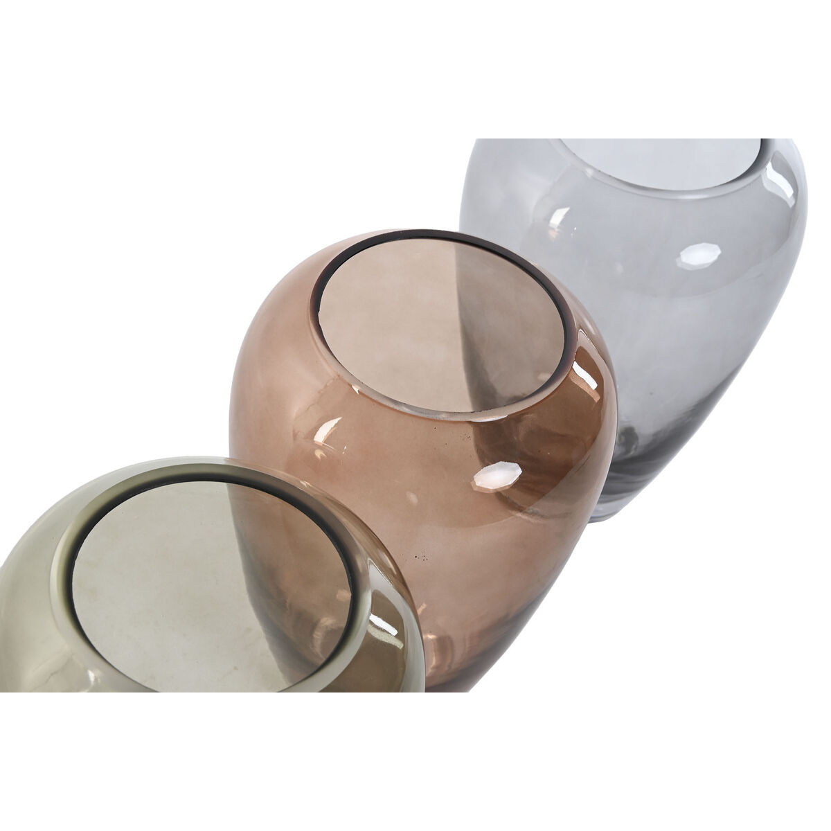 Vaso Home ESPRIT Azzurro Verde Ambra Cristallo Moderno 13 X 13 X 20,7 cm (3 Unità) - Image 3