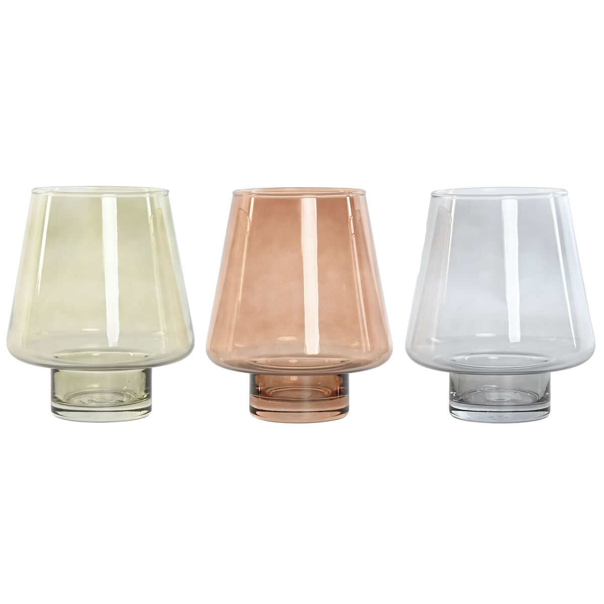 Vaso Home ESPRIT Azzurro Verde Ambra Cristallo Moderno 14,5 x 14,5 x 18 cm (3 Unità)