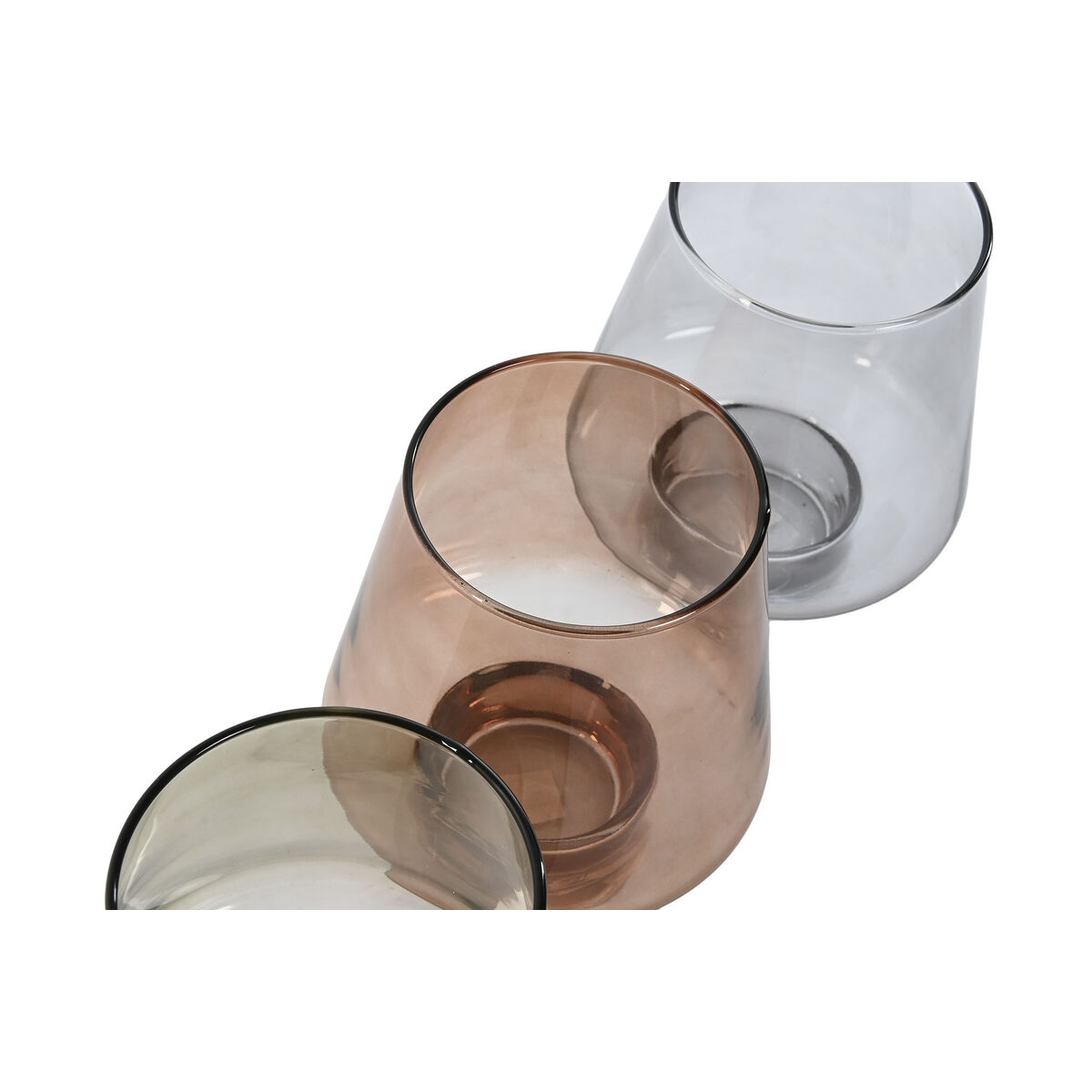 Vaso Home ESPRIT Azzurro Verde Ambra Cristallo Moderno 14,5 x 14,5 x 18 cm (3 Unità) - Image 3