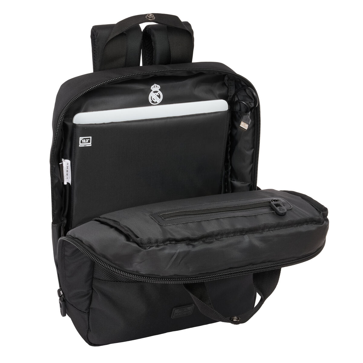 Zaino per Portatile Real Madrid C.F. Premium Nero 29 x 39 x 11 cm 13,3" - Image 4