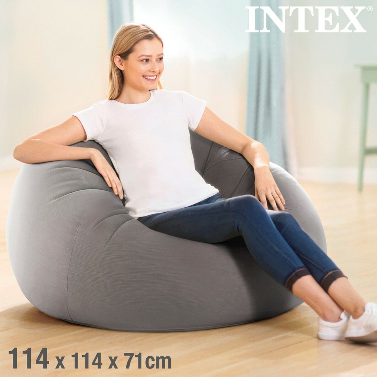 Poltrona Gonfiabile Intex Grigio 107 x 69 x 104 cm 114 x 71 x 114 cm (6 Unità) - Image 4