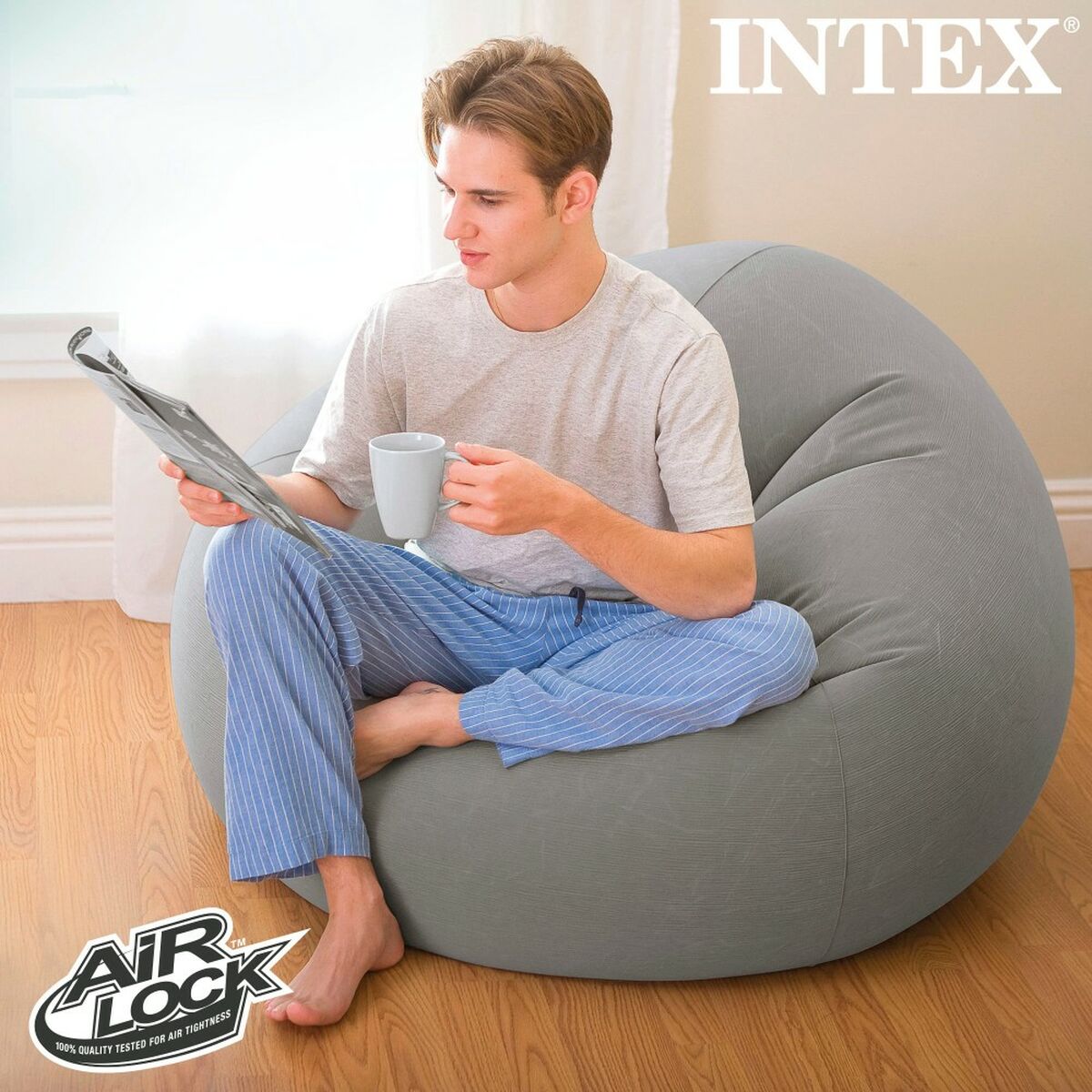 Poltrona Gonfiabile Intex Grigio 107 x 69 x 104 cm 114 x 71 x 114 cm (6 Unità) - Image 5