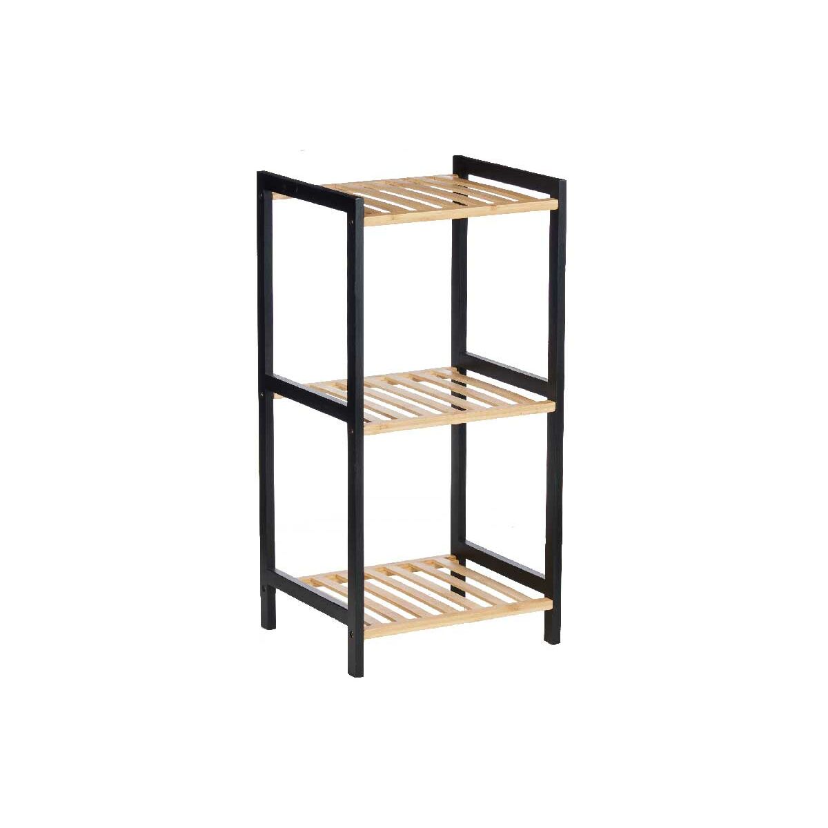 Scaffale da Bagno Berilo Nero Naturale 35 x 30 x 70 cm 35,2 x 70 x 30,2 cm