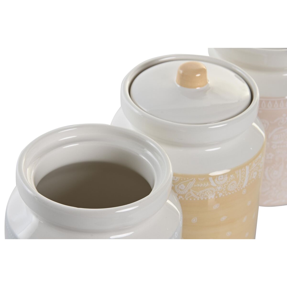 Barattolo DKD Home Decor 12 x 12 x 16 cm Azzurro Rosa Giallo Dolomite Shabby Chic (3 Unità) - Image 3