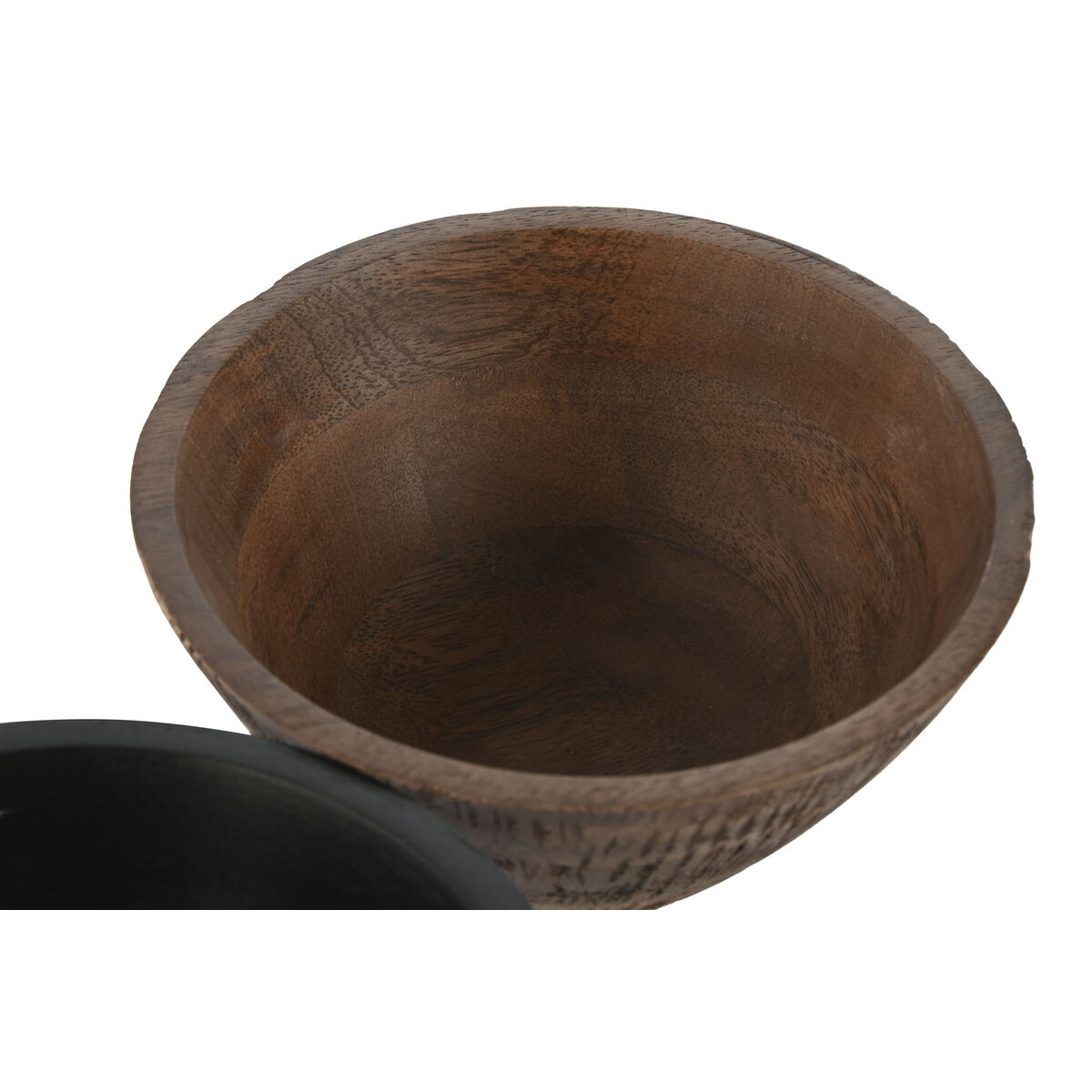 Ciotola per Aperitivi Home ESPRIT Marrone Nero Marrone Chiaro Legno di mango Coloniale 15 x 15 x 8 cm (3 Unità) - Image 3