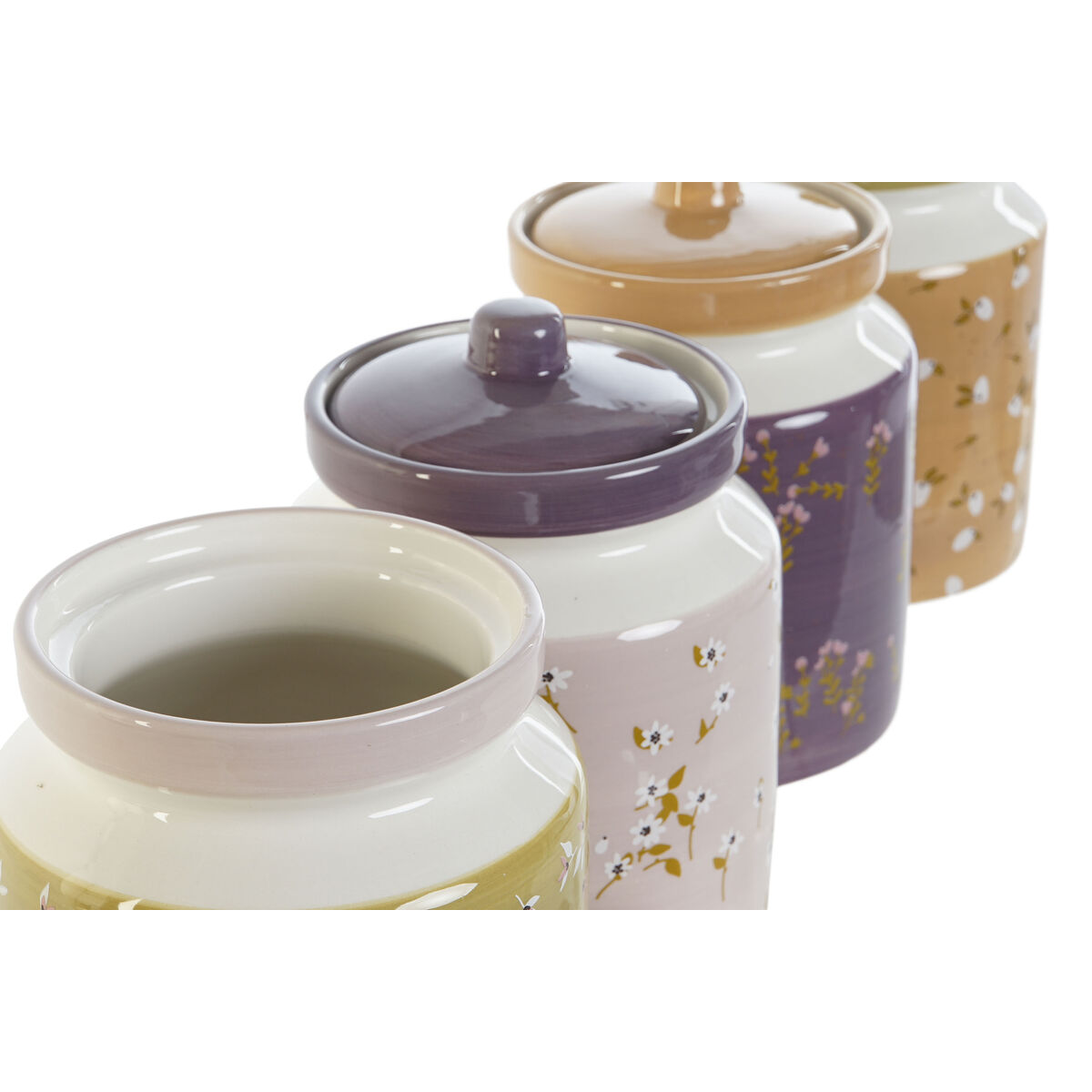 Barattolo DKD Home Decor Verde Rosa Senape Lilla Dolomite Shabby Chic 1 L 12 x 12 x 16 cm (4 Unità) - Image 3