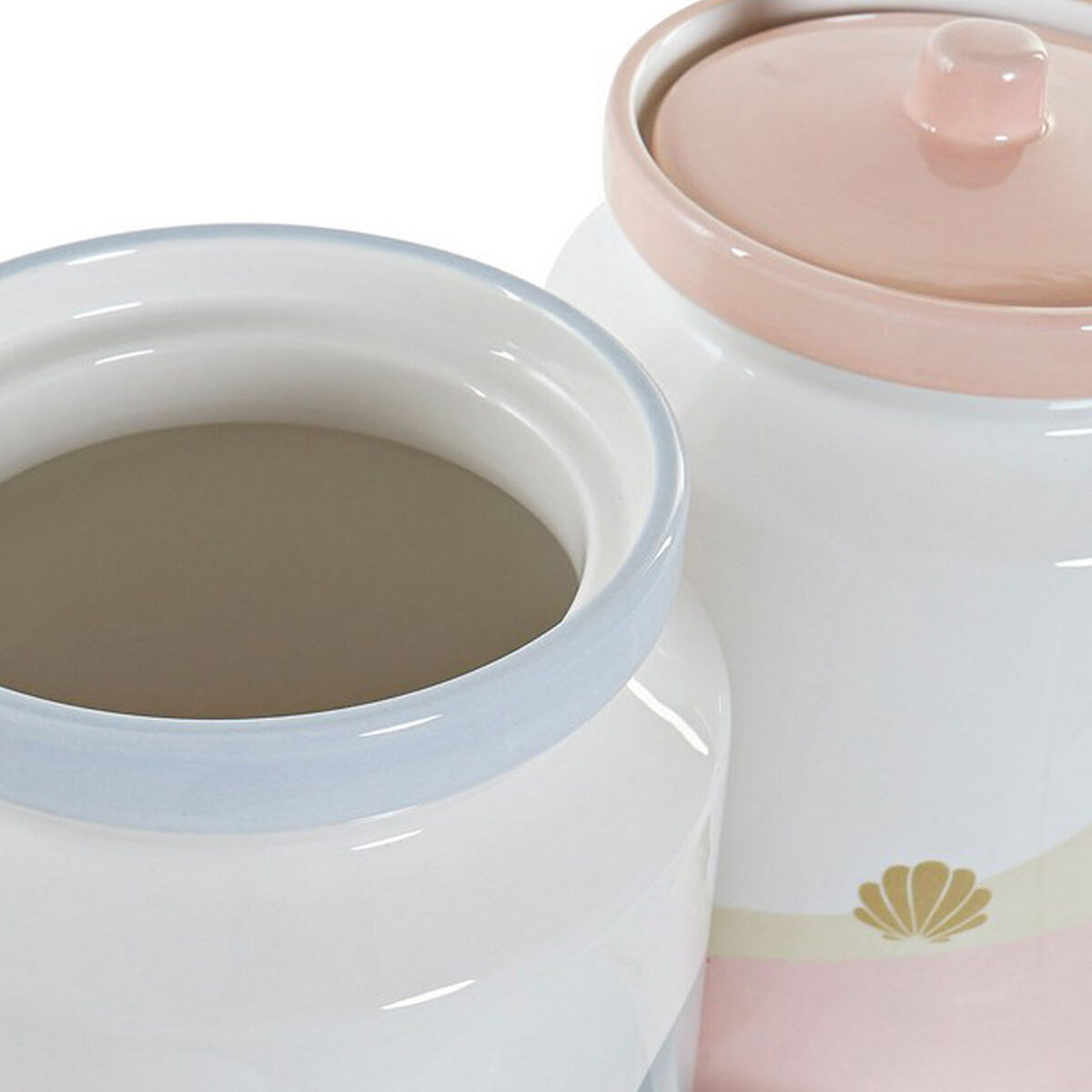 Barattolo DKD Home Decor Dolomite Azzurro Multicolore Rosa chiaro Mediterraneo 15 x 15 x 22 cm (2 Unità) - Image 3