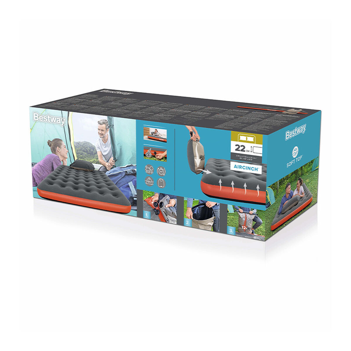 Bestway Materasso Doppio Roll & Relax 203x183x22 cm Gonfiabile e Camping 67703 - Image 4