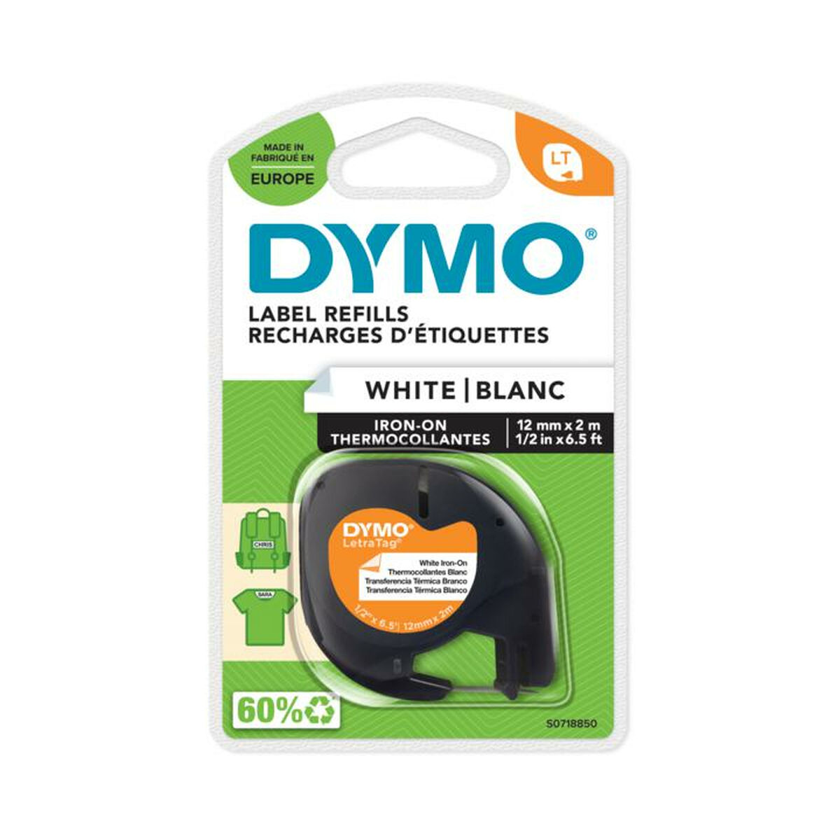 Nastro Laminato Dymo S0718850 Nero/Bianco