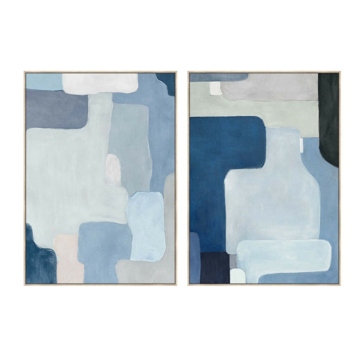 Tela Home ESPRIT Azzurro Bianco Blu cielo Astratto Città 100 x 4 x 140 cm (2 Unità)