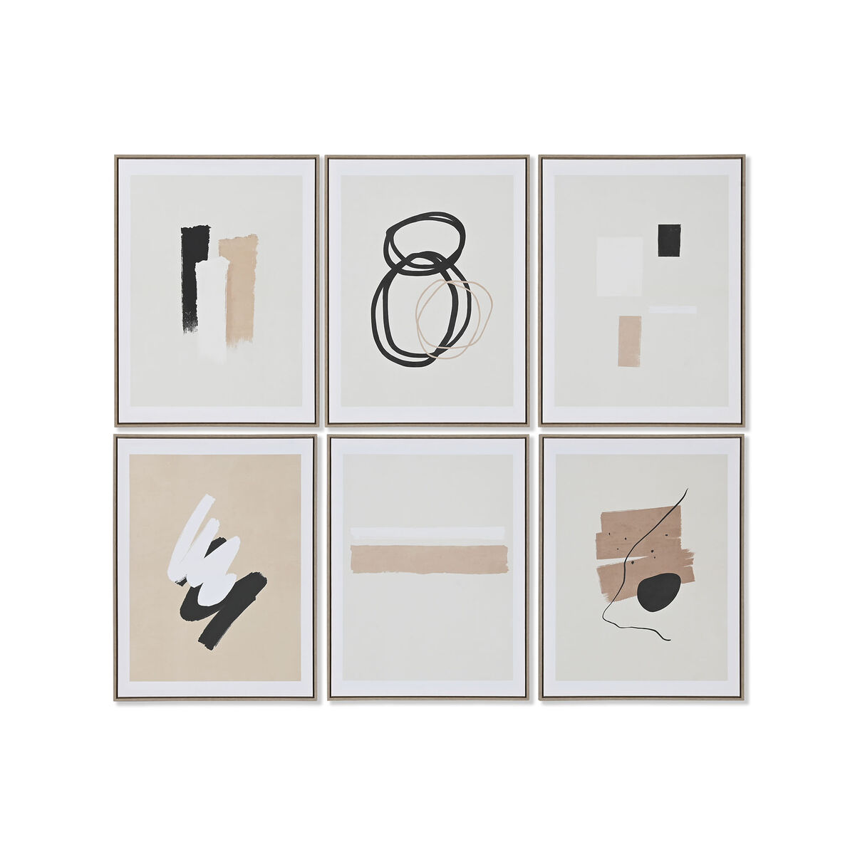Tela Home ESPRIT Marrone Nero Beige Moderno Città 60 x 4 x 80 cm (6 Unità)