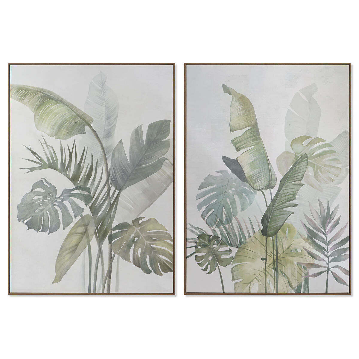 Tela DKD Home Decor Bianco Verde Palme Tropicale 100 x 4 x 140 cm (2 Unità)