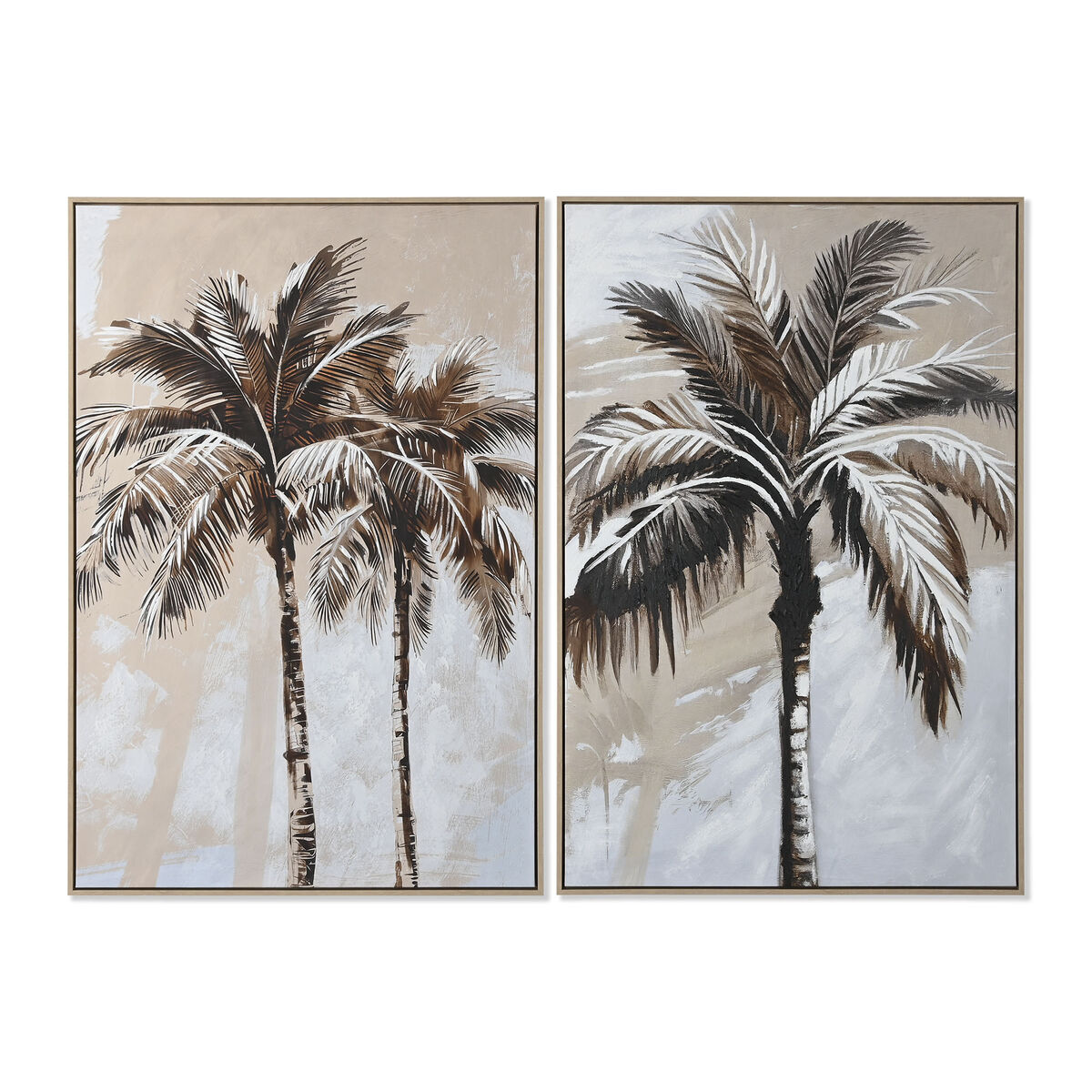 Tela Home ESPRIT Marrone Beige Dorato Palme Tropicale (2 Unità)
