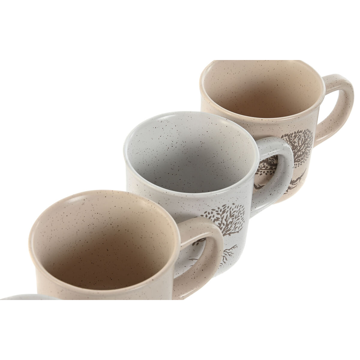 Tazza Mug Home ESPRIT Bianco Beige Tradizionale Albero della vita 330 ml (4 Unità) - Image 3