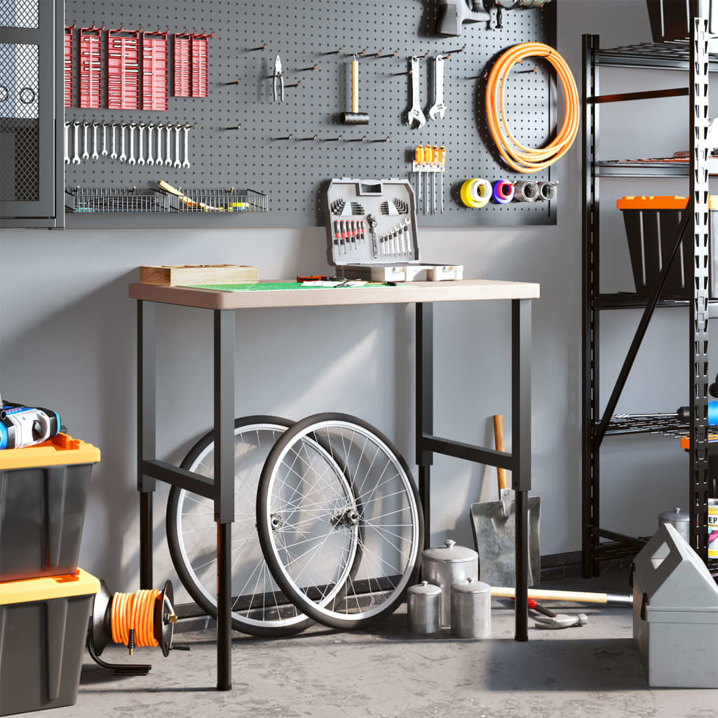 vidaXL Werkbank 100x60x(73-99,5) cm Massivholz Eiche Rechteckig - Image 3