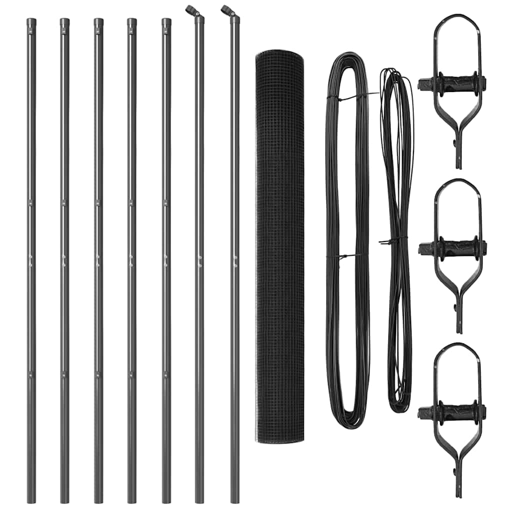 vidaXL Zaun mit Pfosten Grau 1 x 10 m Stahl - Image 4