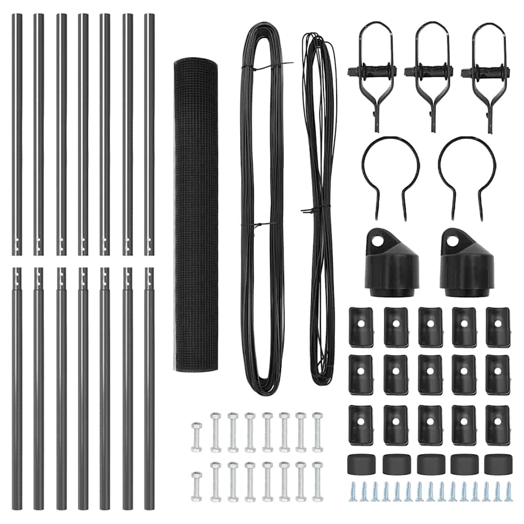 vidaXL Zaun mit Pfosten Grau 1 x 10 m Stahl - Image 5